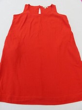 NEXT EASY GOING TOMATO RED 55% LINEN BLEND SLEEVELESS PULLOVER SUN DRESS UK 12