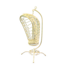 Dolls House Hanging Basket Chair Miniature White Wire Wrought Iron Furniture