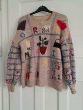Ladies Hand Knitted Wool Jumper-Unusual Design- SIze 10/12 - Pre-loved