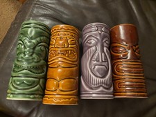 Ceramic Tiki Mugs x 4 Tropical