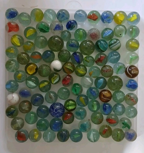 Vintage mixed glass marbles - glass,