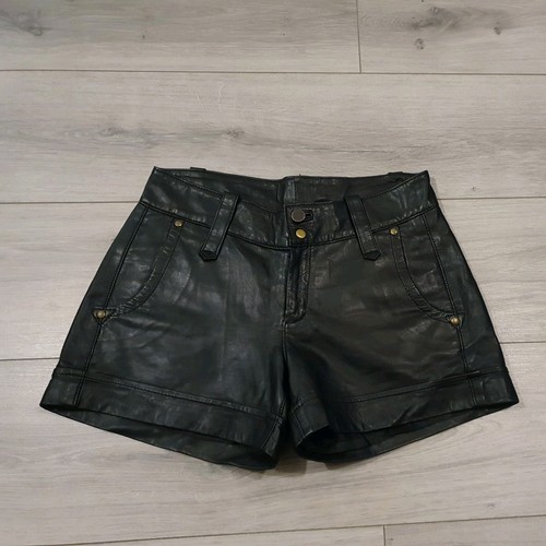 Black genuine real leather - real,