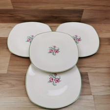 4 x Midwinter Stylecraft Floral Pattern 8.5" Salad Plates - 1960s Fashion Shape