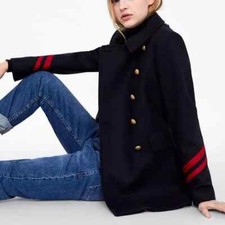 NOW £10! ~Zara ~ Bloggers Favourite ~Navy Double Breasted Military Jacket XS VGC