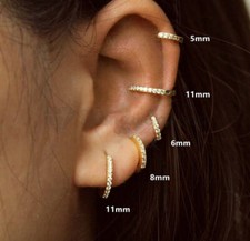 18ct Gold Plated 925 Sterling Silver Small Huggie Helix Tragus Ear Hoop Earrings