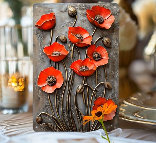 Poppy metal wall - metal, art