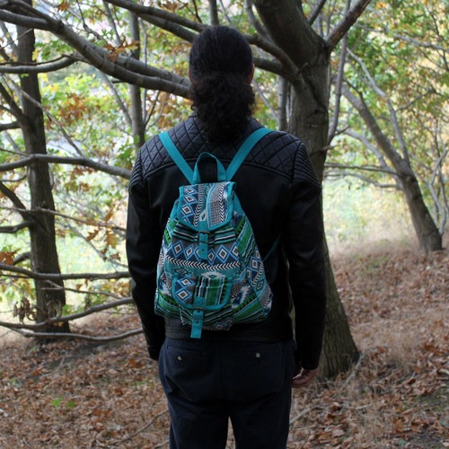 Jacquard bag teal - -, backpack
