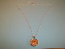 FARTHING COIN - SILVER CASED PENDANT NECKLACE - WREN - 1938 to 1955
