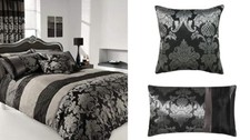 APACHI BLACK/SILVER  Duvet Cover & Pillowcase set , CURTAINS- All Sizes