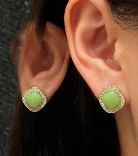 Green jade style stud - style, earrings