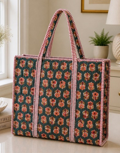 Block printed indian quilted - block,