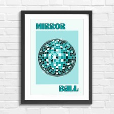 Disco Mirror Ball Pop Art Teal