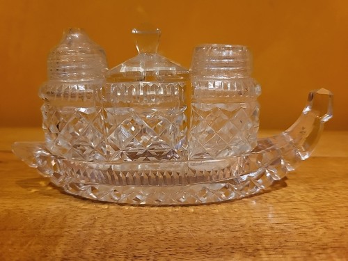 Vintage glass condiment - vintage, set