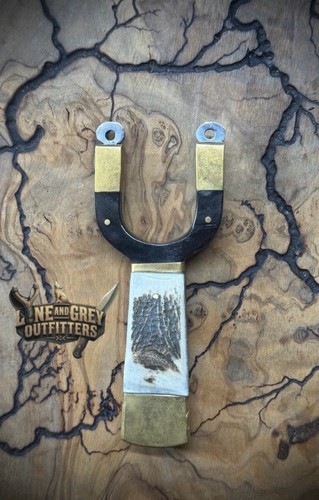 Brass buffalo and antler - brass,,