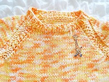 New Hand Knitted  100% cotton Child orange yellow Giraffe Sweater Jumper 3-4 yrs