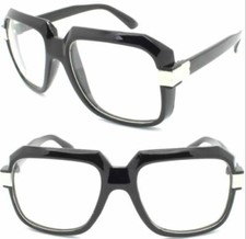 Men's Vintage Clear Lens Bold Frame Glasses RUN DMC Hip Hop Thick Black Celeb