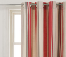 John Lewis Lined Eyelet Curtains –Red Beige Stripe – 162cm x 222cm – 100% Cotton
