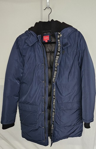 Guess boys blue hooded puffer - guess,