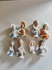 Job Lot Of 8 Vintage Half Porcelain Dolls For Pin Cushions Etc