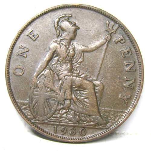 1930 one penny coin george - penny,