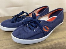 Fred Perry B8256W Navy Blue Canvas Trainers UK 4 EU 37 Women's Casual Very Good