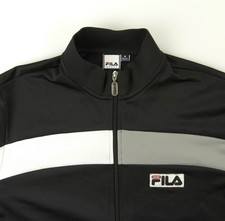 FILA Sport Track Top Jacket Mens SizE Medium M Full Zip Black Grey Polyester