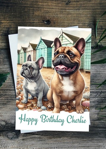 French bulldog card birthday - bulldog,