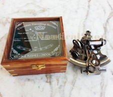 New Sextant 4''Nautical Brass Working Maritime With Wooden Box For Gift