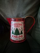 Primitive Looking Red Tin Christmas Pitcher Farm Fresh Country Decor 