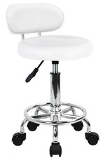 PU Leather Modern Rolling Stool with Low Back Height Adjustable Work Salon 2 Pcs