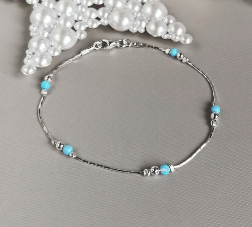 Opal silver bracelet fire blue - silver,