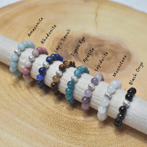 Gemstone bead ring stretch - gemstone,