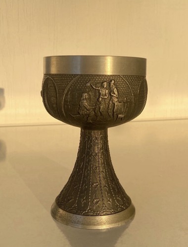 Vintage pewter goblet with