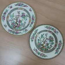 2 x INDIAN TREE Plate Floral Pink Dining Display Decor Antique c1910 Wedgwood
