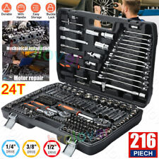 Professional 216Pcs Socket Set 1/2" 3/8" 1/4" Ratchet Spanners Large Tool-Kit UK