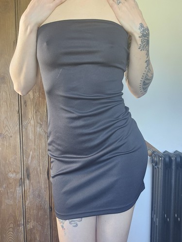 Black boob tube dress - black,