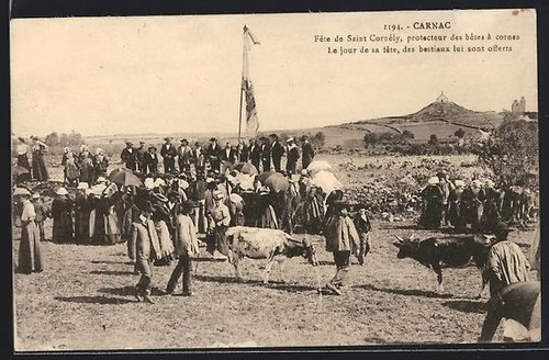 Old postcard carnac feast - old, of