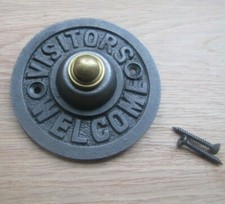 VISITORS WELCOME Door Bell Push Press Bell Antique rustic vintage Cast Iron AI
