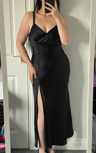 Zara black satin maxi dress - satin,