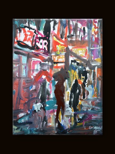 Original street scene painting - street,