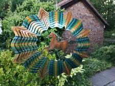 10"/25cm Designer Horse Wind Spinner Suncatcher Garden Ornament +Hook Iron Stop