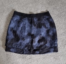 Womens The Kooples 100% Silk Tie Dye Mini Skirt In Black And Blue. UK Size 8