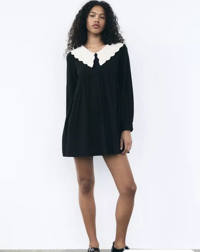 Zara dress black cotton lined - dress,