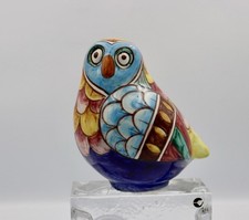 Signed Italian Deruta Pottery Owl Sculpture – Hand Painted Folk Art 20cm