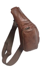 Men’s Genuine Leather Crossbody Bag Compact Shoulder Bag Multiple Pockets 