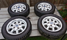 A set of 4 Classic OEM Austin Rover Minilite 4.5*12" Alloy Wheels and Tyres