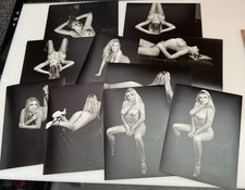 10 x GLAM SHOOT,B&W PHOTO.c1990s WOMAN,MODEL,TOPLESS,NUDE,BUSTY BLONDE 7 x 5”