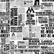 HARRY POTTER NEWSPRINT FABRIC - 100% Cotton - Black & White (93/4-05)