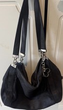 LK Bennett London Black Suede Leather Handbag With Silver Detail 