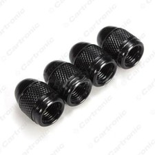 Metallic BLACK Metal Steel Dust Valve Wheel Tyre Caps (DC4) fits Classic (R)